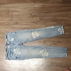 Free people white rose low rise jeans size 26